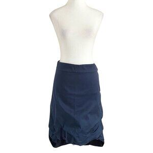 MELOW BY MELISSA BOLDUC NAVY HIGH RISE BUBBLE HIGH LOW MIDI SKIRT - 6